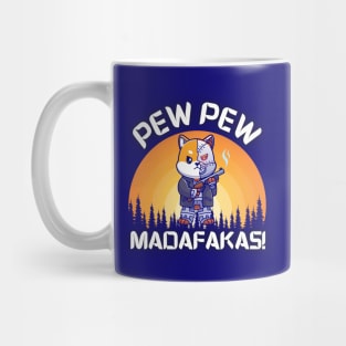 Pew Pew Madafakas Crazy Cat Vintage Funny Mug